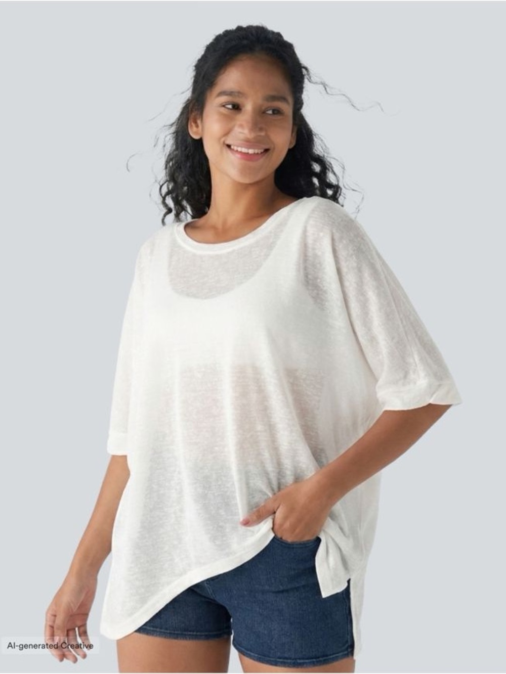HALARA White Relaxed Crewneck Tunic